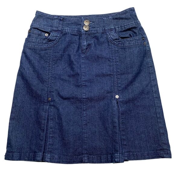 Vintage Willi Smith Pleated Denim Skirt Sz 2 - Picture 1 of 13